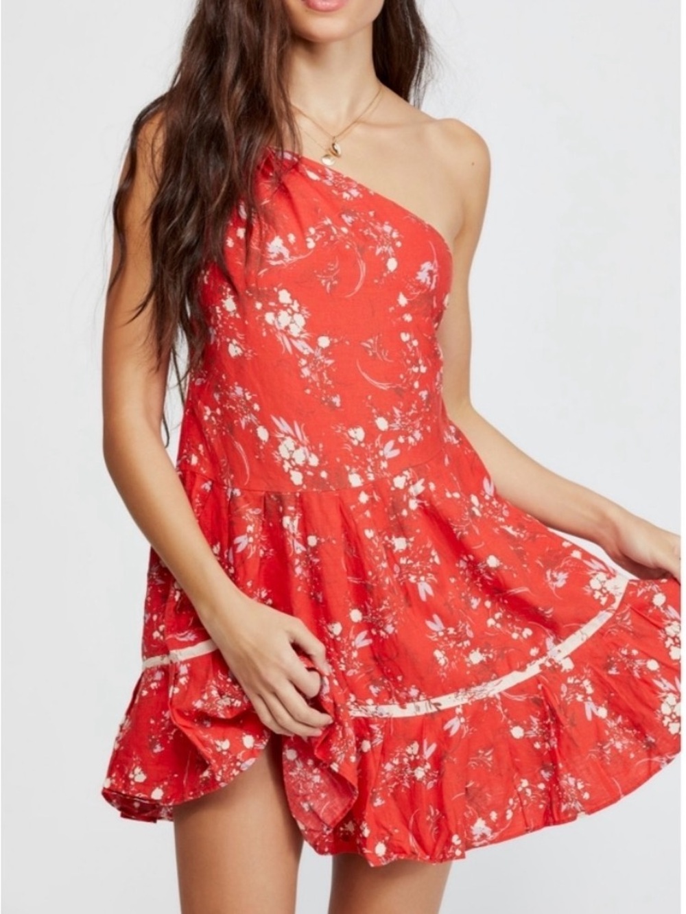 Free People All Mine Off the Shoulder Mini Dress Red Floral Size S Sku#42